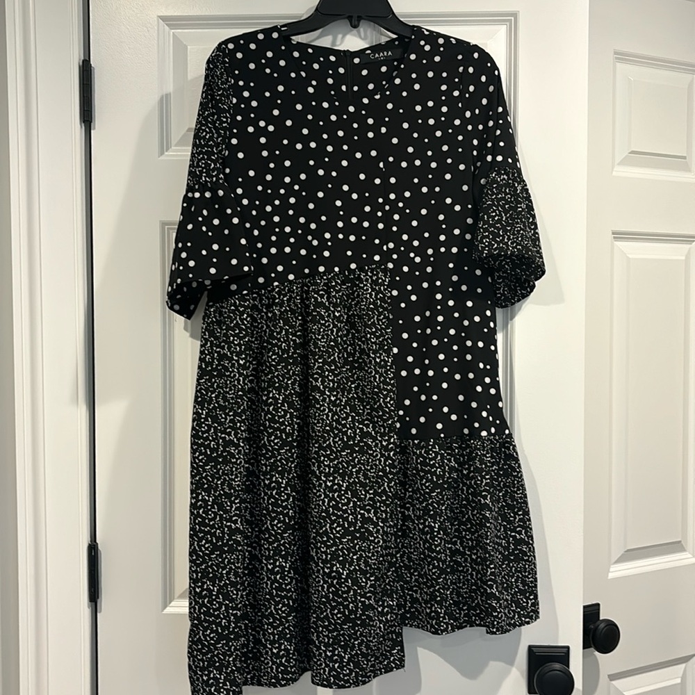 Caara Black and White Asymmetrical Dress